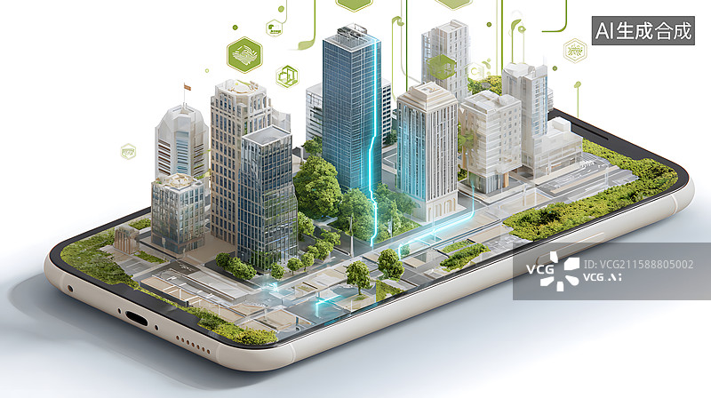 【AI数字艺术】智慧城市建设，房屋设计，智能化空间，未来科技建筑，数字化大数据信息建筑行业图片素材