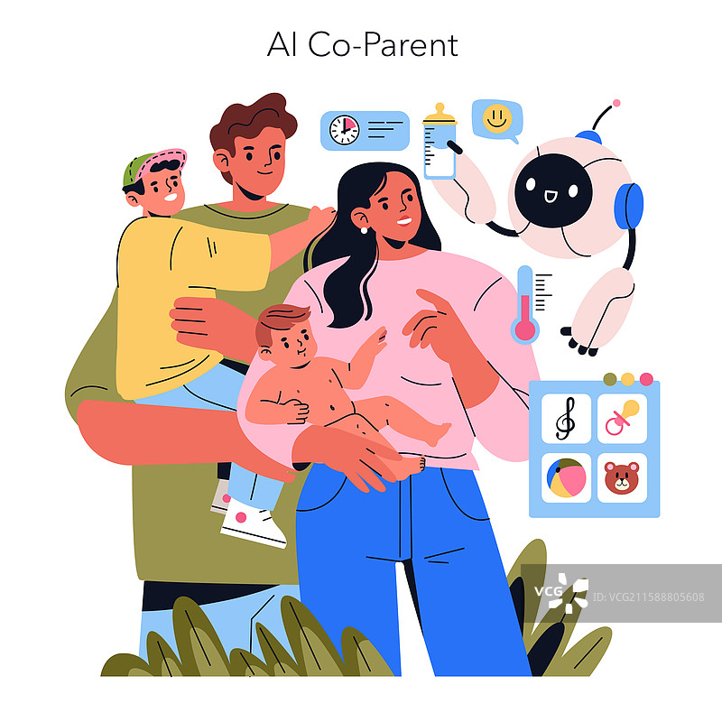 人工智能共同育儿平面图图片素材