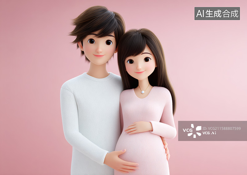 【AI数字艺术】一对怀孕的夫妻图片素材