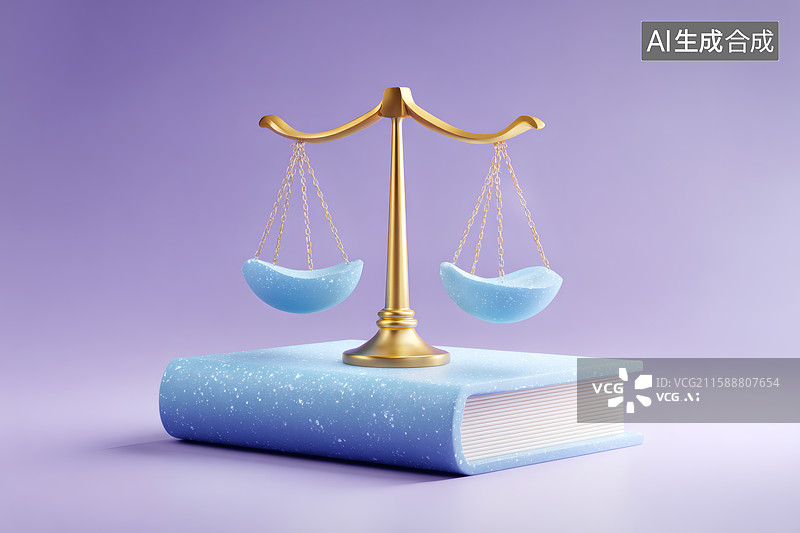 【AI数字艺术】书本上一把金色的天平图片素材