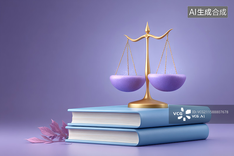 【AI数字艺术】书本上一把金色的天平图片素材