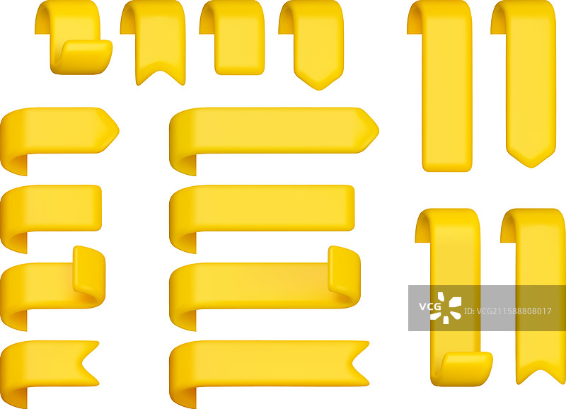 黄色丝带书签大套装图片素材