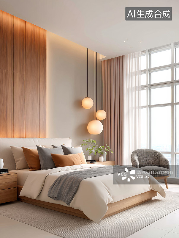 【AI数字艺术】现代简约卧室设计图片素材