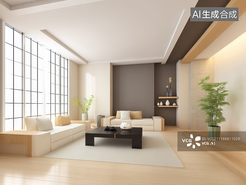 【AI数字艺术】现代简约客厅设计图片素材