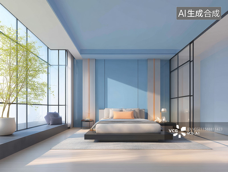 【AI数字艺术】现代简约卧室设计图片素材