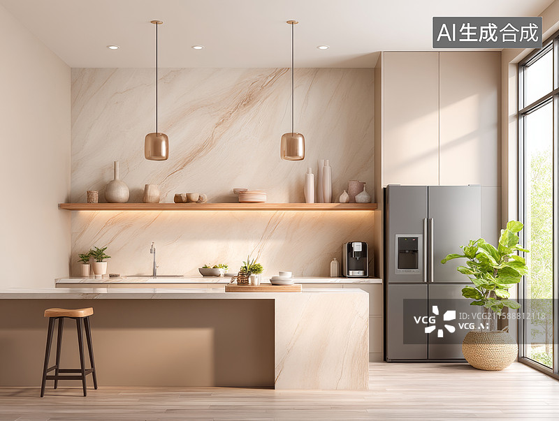 【AI数字艺术】现代简约厨房设计图片素材