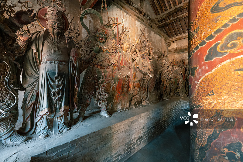 山西晋城铁佛寺彩塑佛像精美局部图片素材