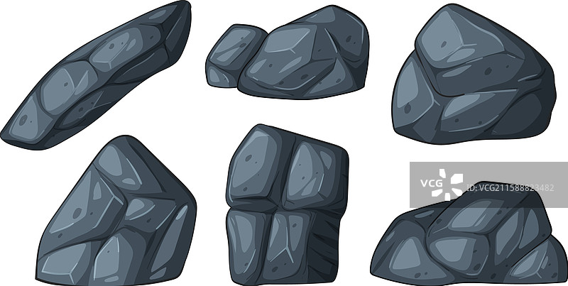一组风格化的岩石，表面光滑图片素材