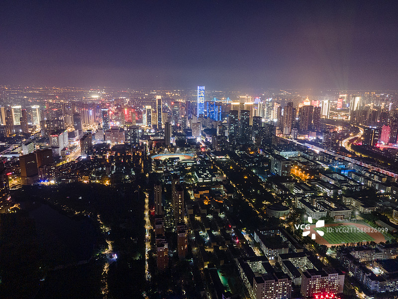 沈阳东北大学夜景航拍图片素材