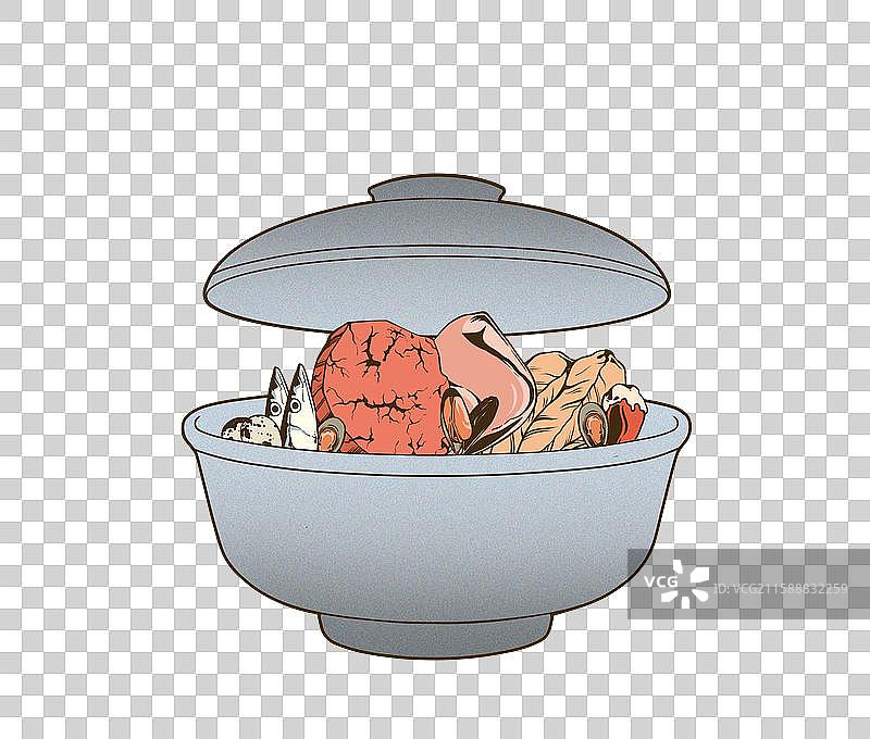 装着食材的铁锅图片素材