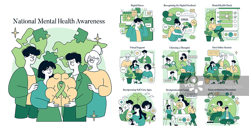 国家心理健康意识平面图图片素材