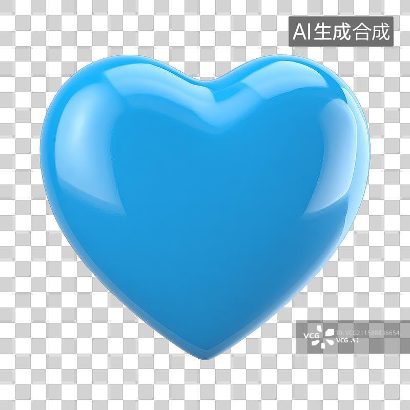 【AI数字艺术】蓝色光泽爱心形状图片素材