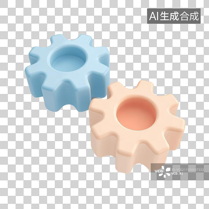 【AI数字艺术】蓝色与粉色齿轮模型图片素材