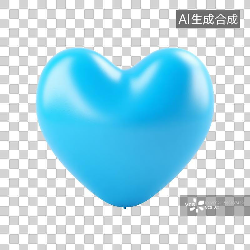 【AI数字艺术】蓝色心形气球图片素材