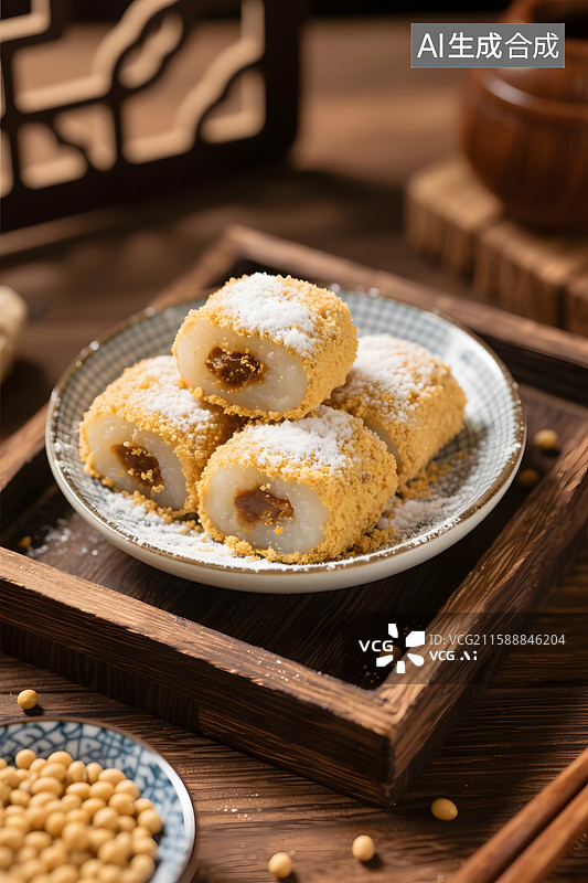 【AI数字艺术】北京小吃驴打滚图片素材