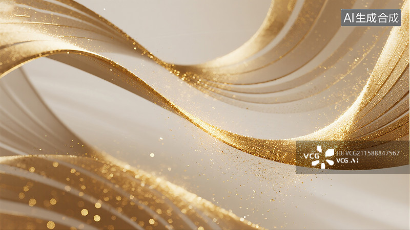 【AI数字艺术】金质感,背景图,光照,细腻,粒子散开效果,曲线形,无人,背景,抽象,4K分辨率,插画,AI数字艺术,图片素材