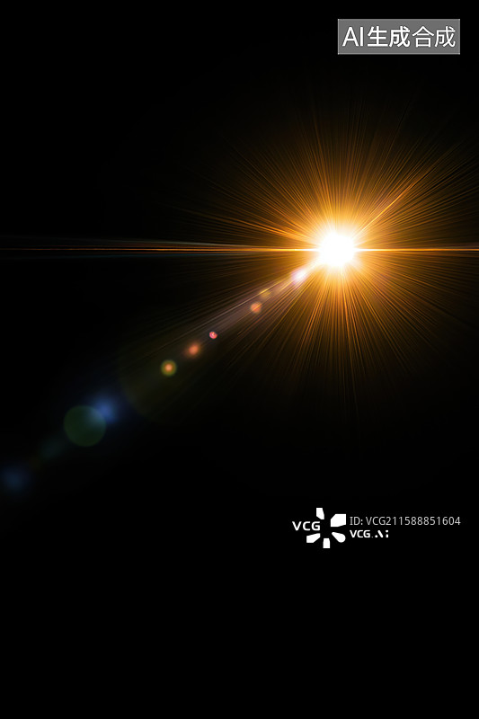 【AI数字艺术】黑暗背景中的明亮光晕效果图片素材