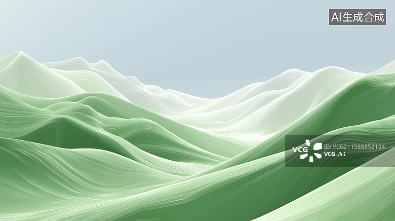 【AI数字艺术】绿白相间的波浪形景观图片素材