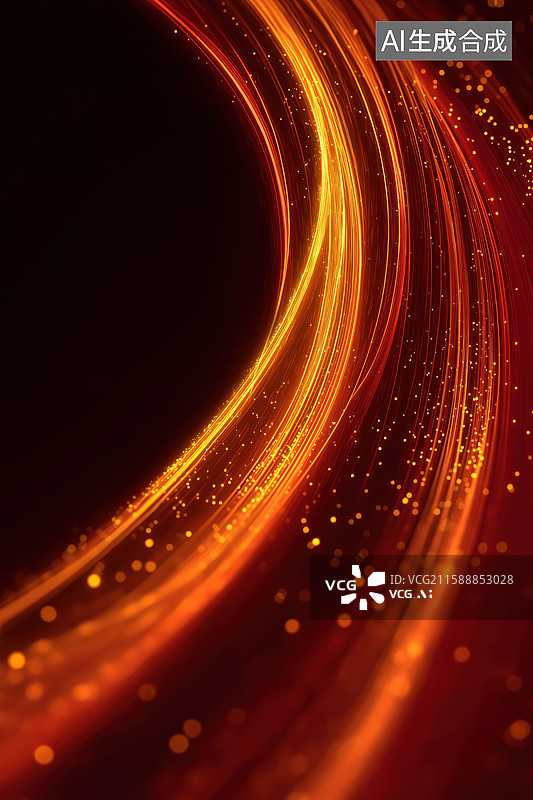 【AI数字艺术】流动的金色光带图片素材