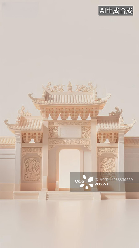 【AI数字艺术】古代建筑模型图片素材