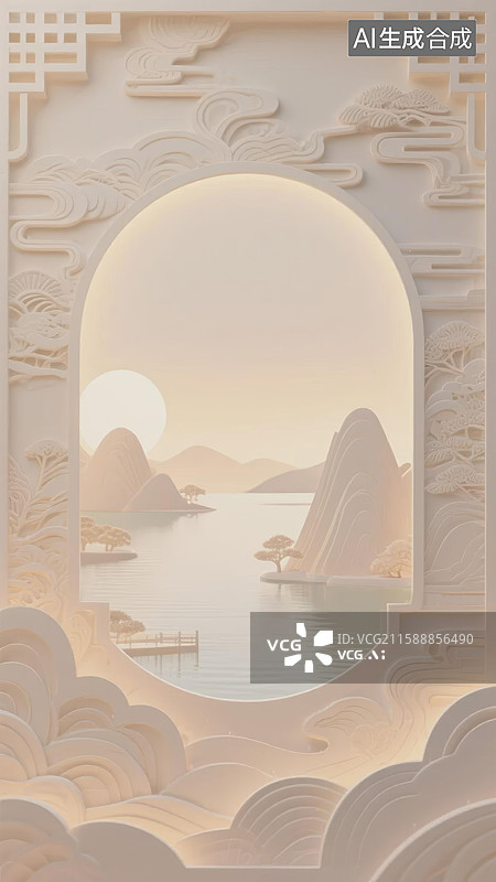 【AI数字艺术】山水画意境图片素材