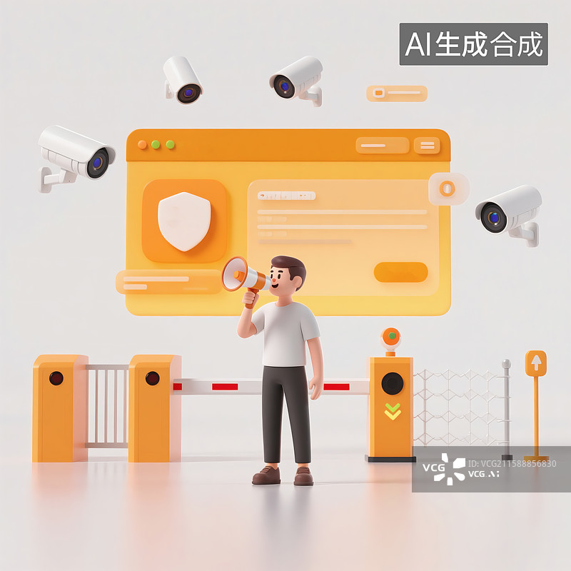 【AI数字艺术】3D渲染网络信息安全插画图片素材