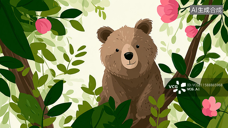 【AI数字艺术】森林里的可爱小熊图片素材