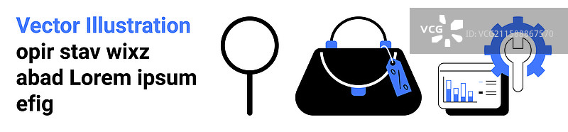 放大镜手提包分析工具和图片素材