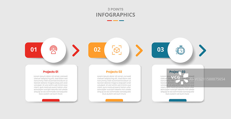 带有圆形框的三点模板信息图表图片素材