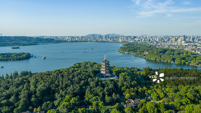 杭州雷峰塔航拍图片素材