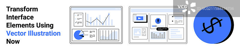 带有图表和图形的互动仪表板图片素材