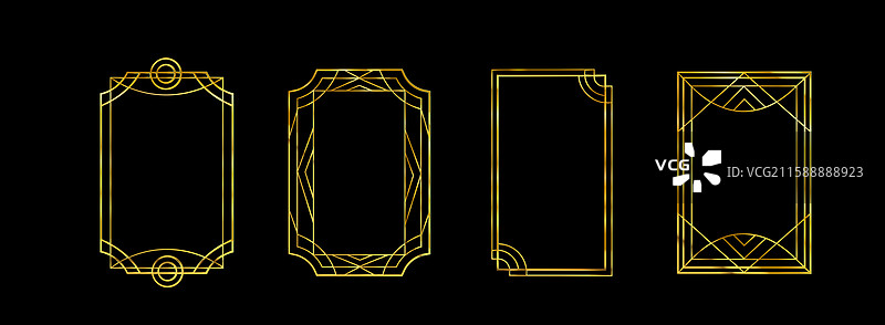 了不起的盖茨比装饰框 - 金色几何边框图片素材