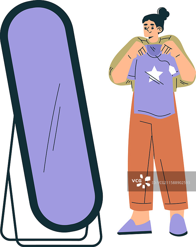 周末市场上女性角色购买衣物图片素材