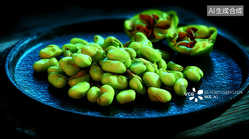 【AI数字艺术】新鲜毛豆与豆荚特写图片素材