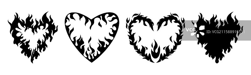火焰心形剪影图片素材