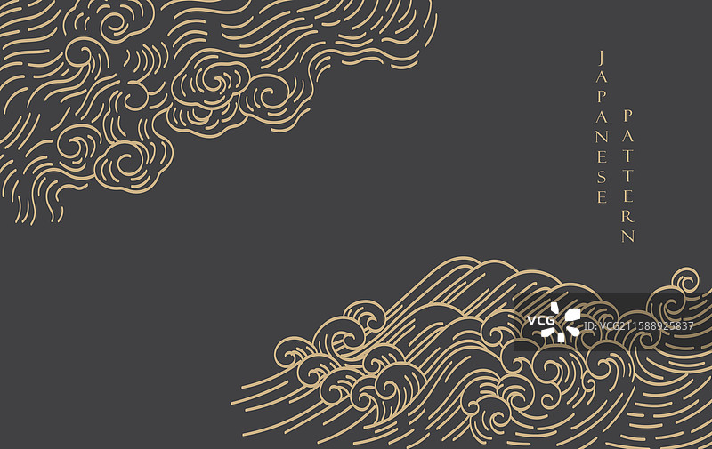 一组手绘的云朵，带有日本图案图片素材