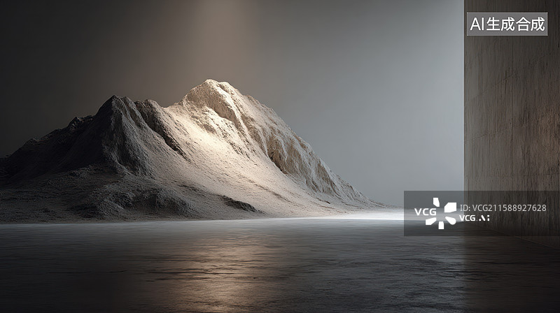 【AI数字艺术】简约雪景中的雪山景象图片素材