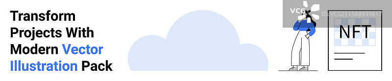 女性思考NFT概念与云彩图片素材