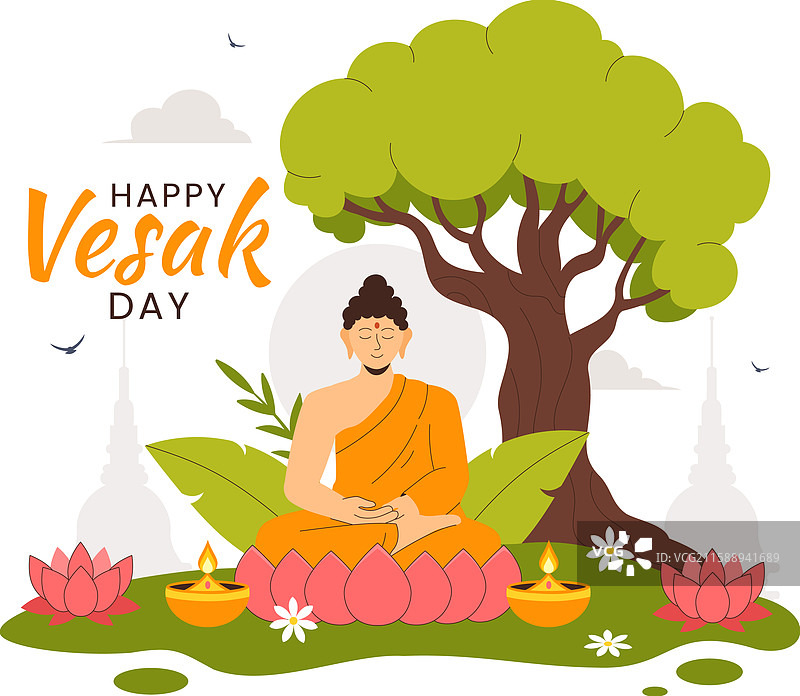 快乐的卫塞节庆祝活动，特色寺庙图片素材