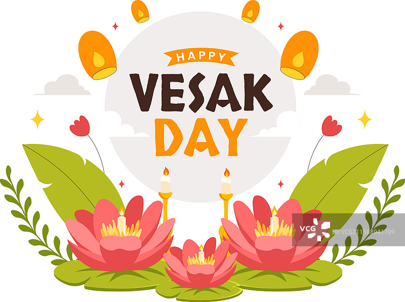 快乐的卫塞节庆祝活动，特色寺庙图片素材