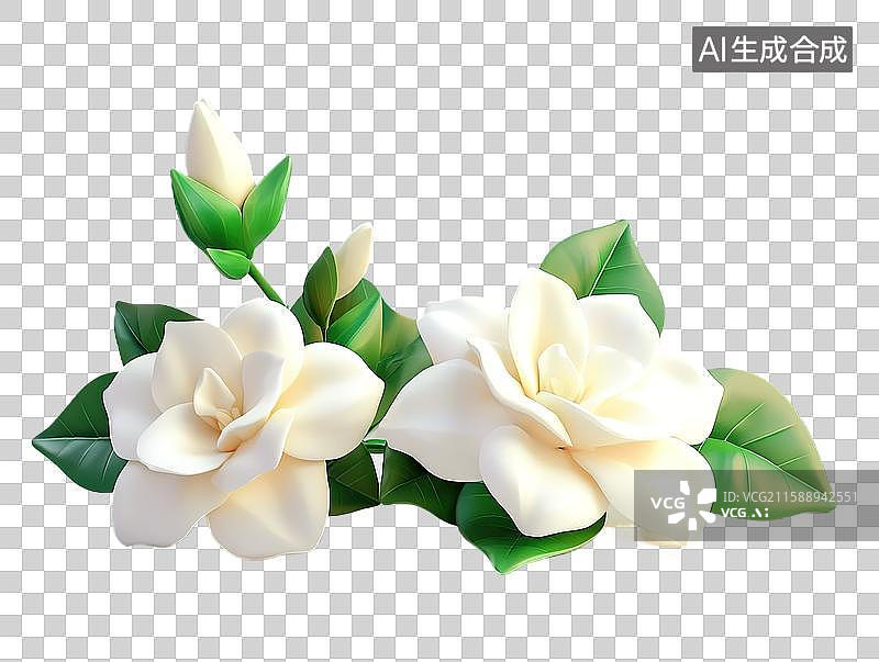 【AI数字艺术】栀子花，花，3D图片素材