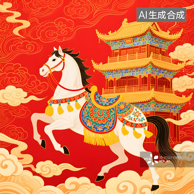 【AI数字艺术】鲜衣怒马多材质华美插画图片素材