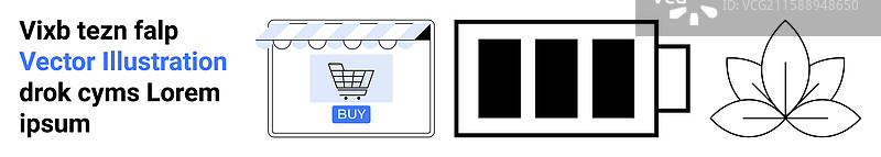 在线购物电池电量图标与自然图片素材