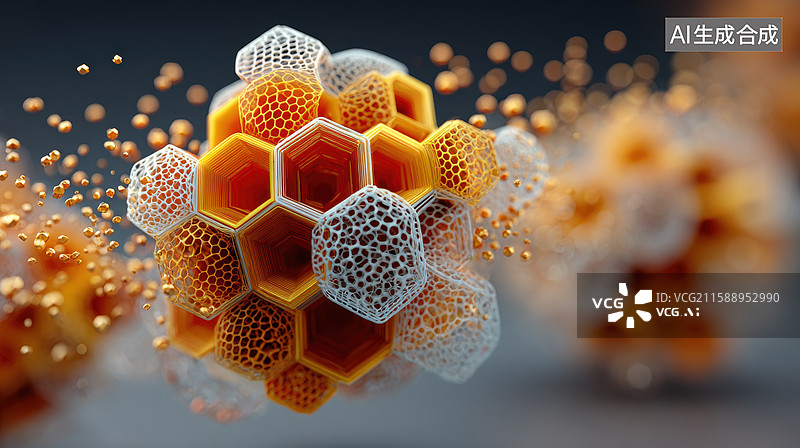 【AI数字艺术】蜂窝结构的微观艺术表现图片素材