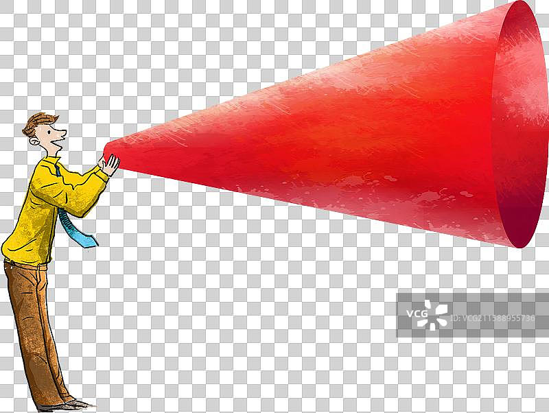 元素：手持巨大喇叭的年轻男人在宣传好消息图片素材