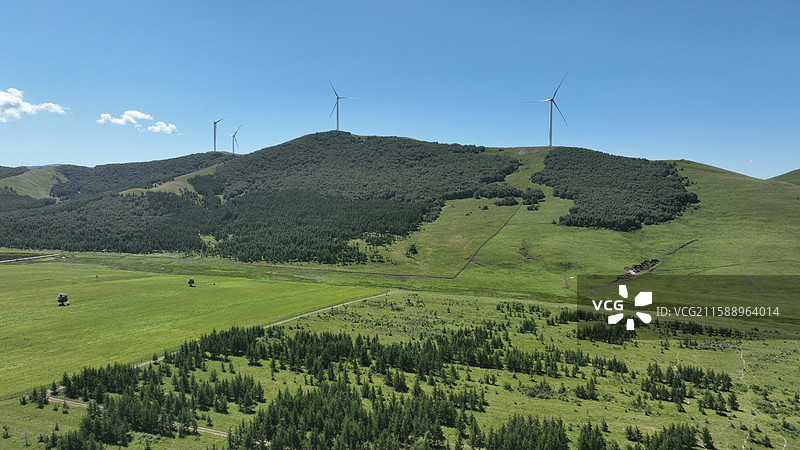 航拍8月份的河北承德丰宁神仙谷七彩森林景区图片素材