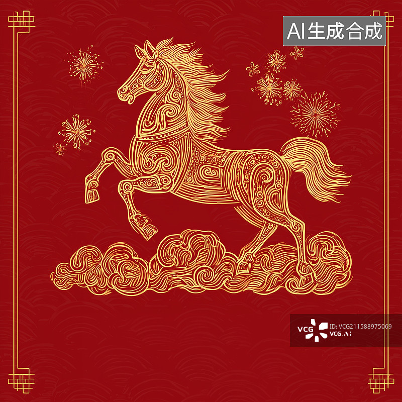 【AI数字艺术】马年大吉贺岁插画图片素材