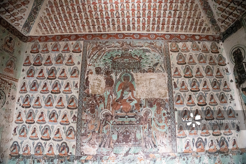 敦煌文化艺术大展 莫高窟第320窟 盛唐 神像 壁画图片素材