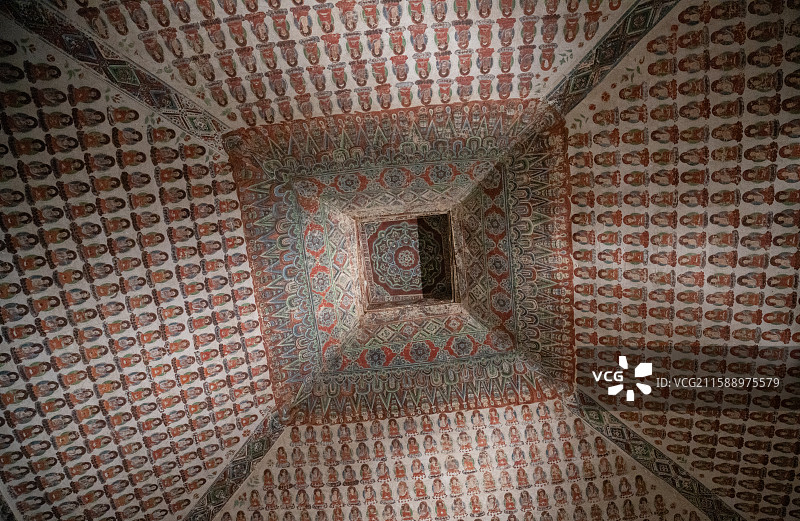 敦煌文化艺术大展 莫高窟第320窟 盛唐 神像 壁画图片素材