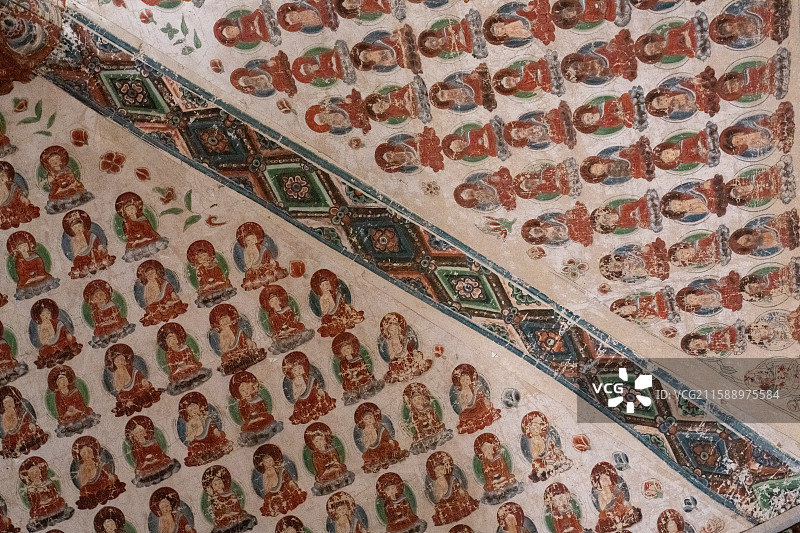 敦煌文化艺术大展 莫高窟第320窟 盛唐 神像 壁画图片素材